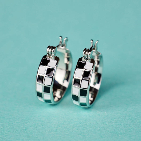 Checkerboard Huggies Earrings | Pura Vida