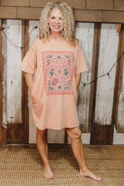 Flower Power Faded Coral Dress