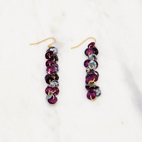 Spirit Sequin Earrings - Maroon/Gray