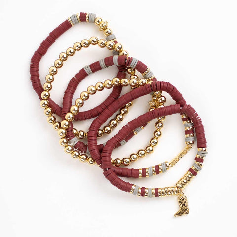 Howdy Bead Bracelet Stack Gold