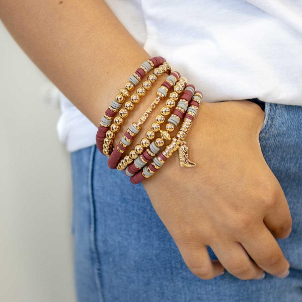 Howdy Bead Bracelet Stack Gold