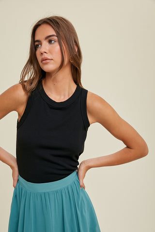 Ribbed Knit Tank - Black