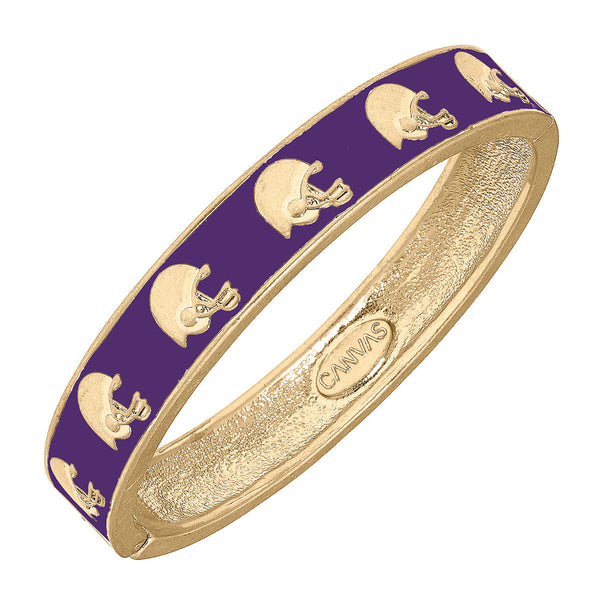 Game Day Enamel Football Helmet Hinge Bangle in Purple