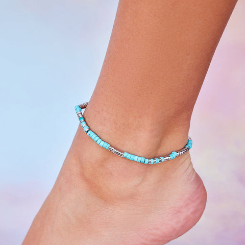 Turquoise Bead Anklet | Pura Vida