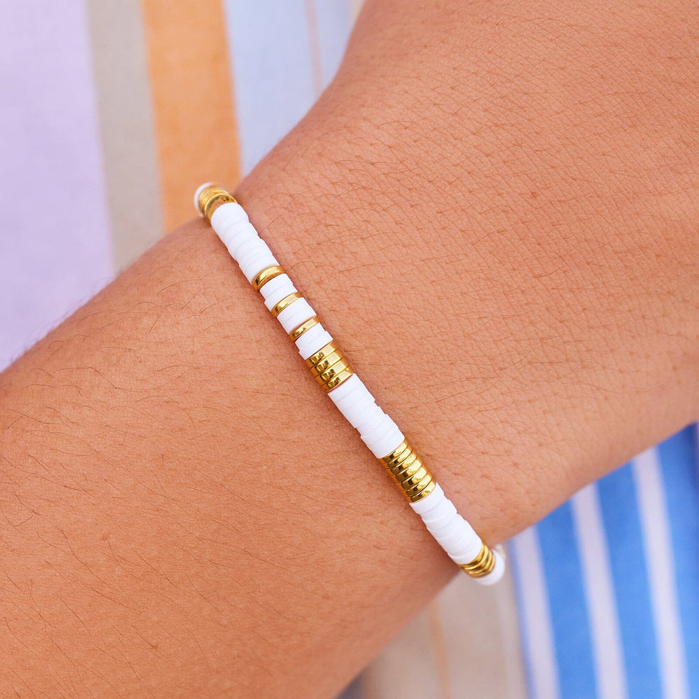Gold & White Pisa Stretch Bracelet | Pura Vida
