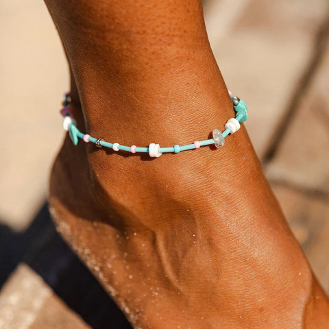 Mixed Gemstone Chip Stretch Anklet