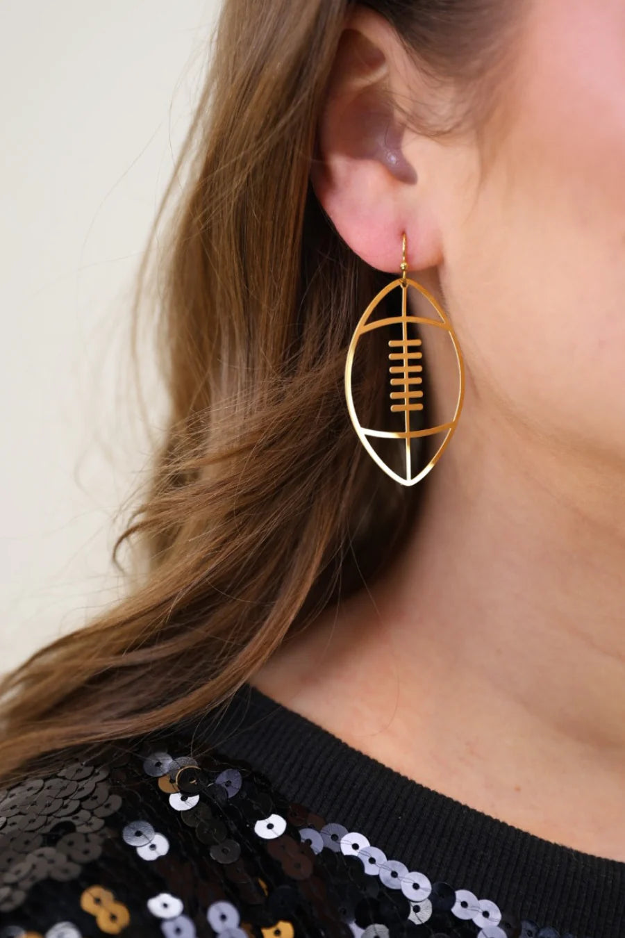 Football Earrings- Gold