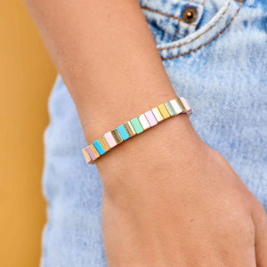 BRIGHT TIDES BEAD STRETCH BRACELET