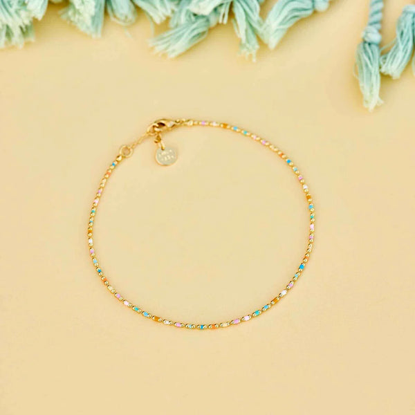 DAINTY ENAMEL CHAIN ANKLET GOLD