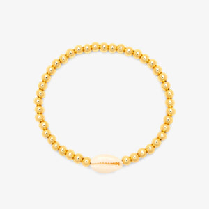 Cowrie Gold Bead Stretch Bracelet