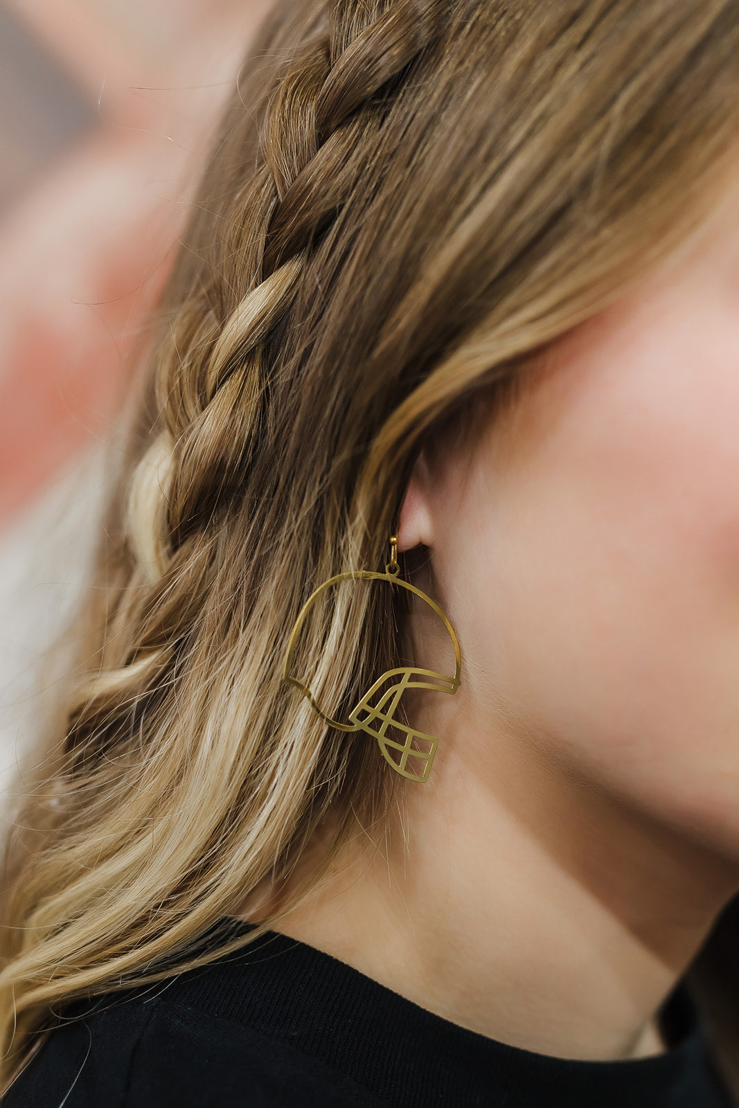 Football Helmet Earrings - Gold