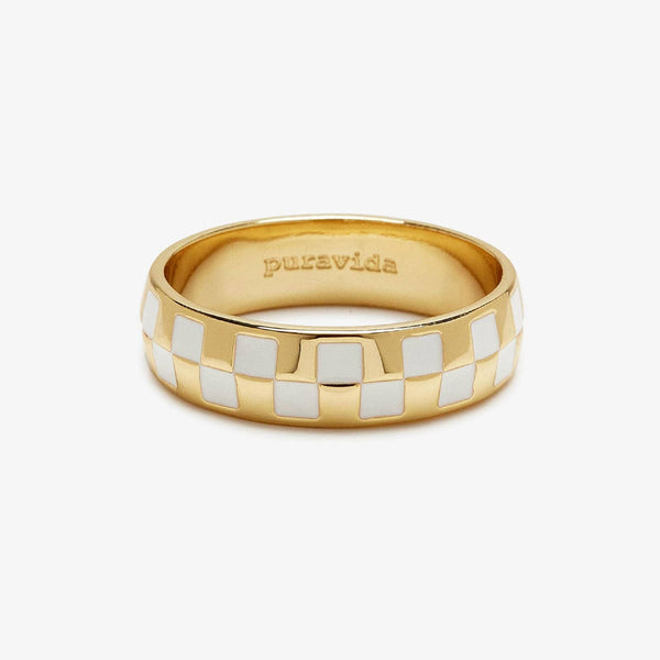 Checkerboard Ring (Gold) | Pura Vida