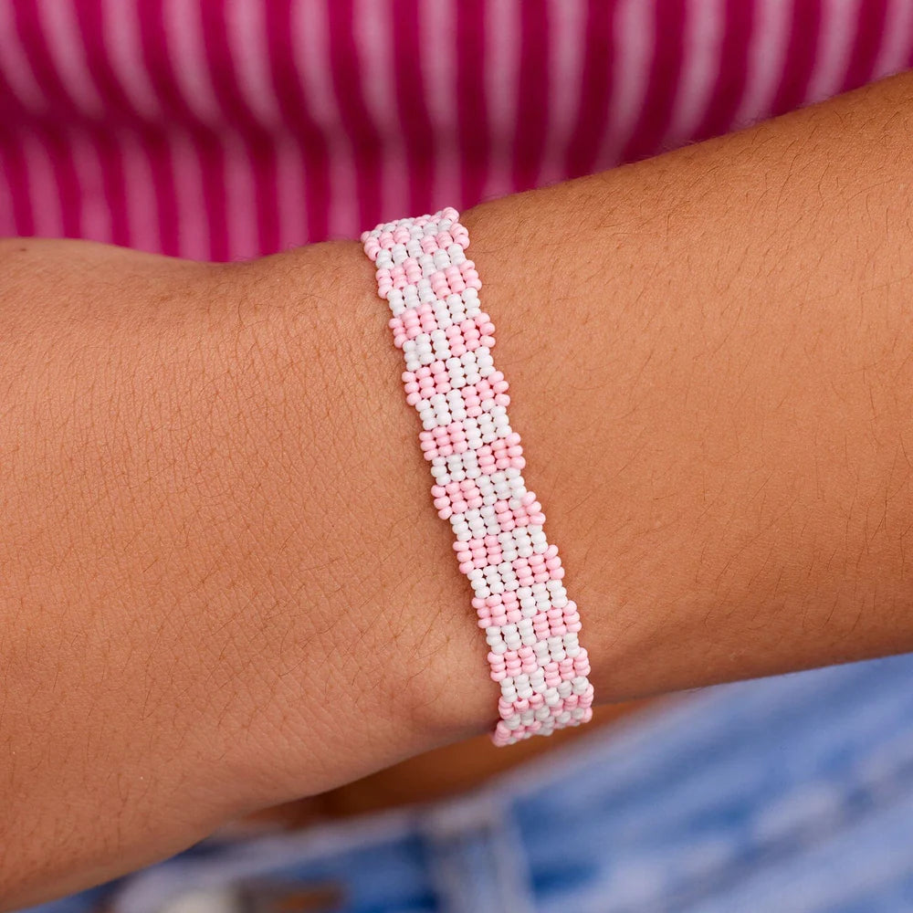 Pink Woven Checkerboard Bracelet - Pura Vida