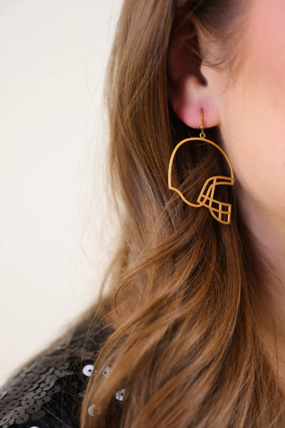 Football Helmet Earrings - Gold