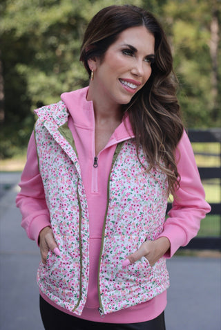 Delilah Puffer Vest - Ditzy Floral