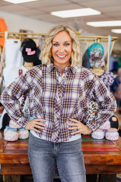 Purple & Gold Plaid Top