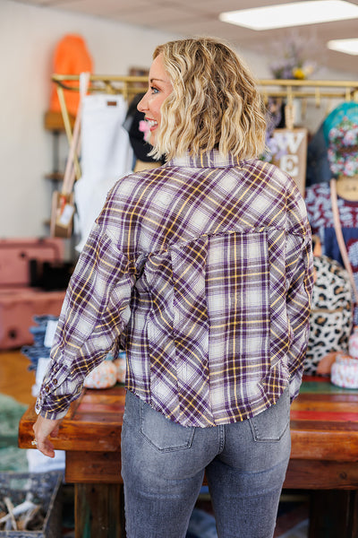 Purple & Gold Plaid Top