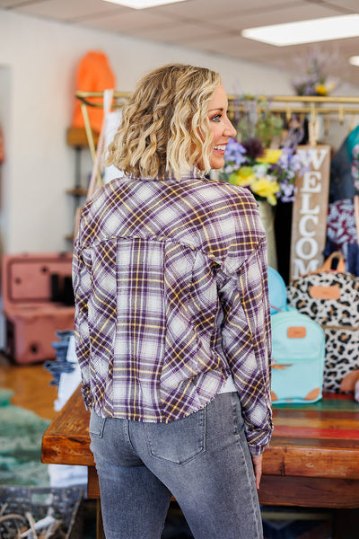 Purple & Gold Plaid Top