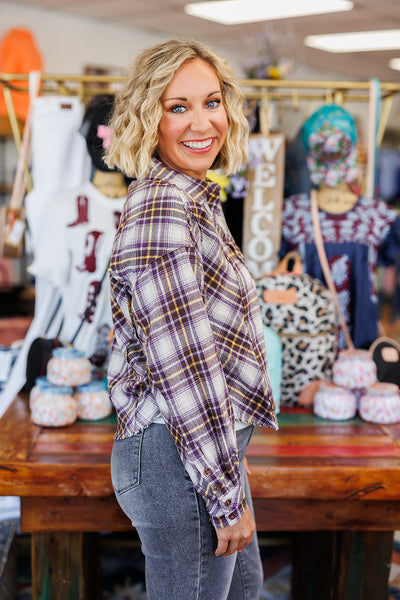 Purple & Gold Plaid Top