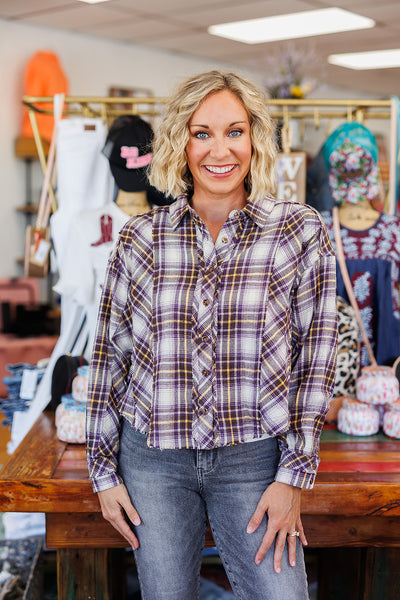 Purple & Gold Plaid Top