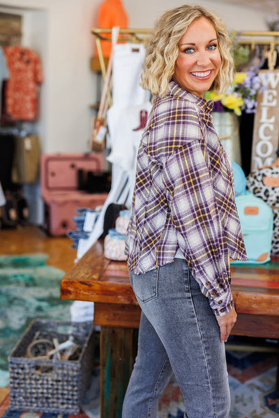 Purple & Gold Plaid Top