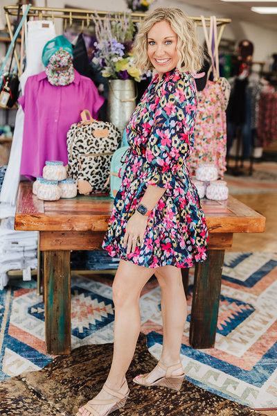 September Dress - Navy/Fuchsia