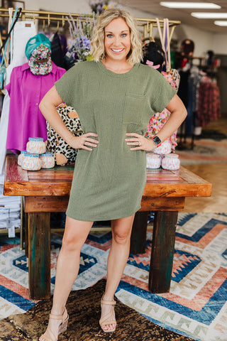 Ribbed Dress - Army