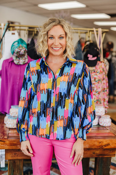 Blue Abstract Top