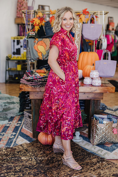 Shirley Satin Dress - Wine