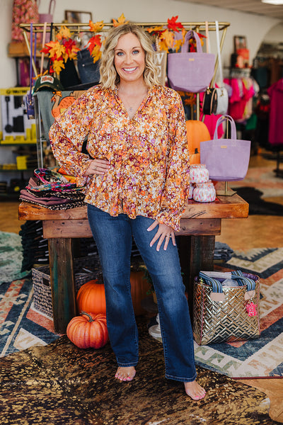 Beverly Floral Top - Pumpkin