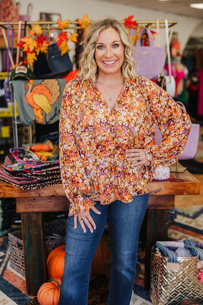 Beverly Floral Top - Pumpkin