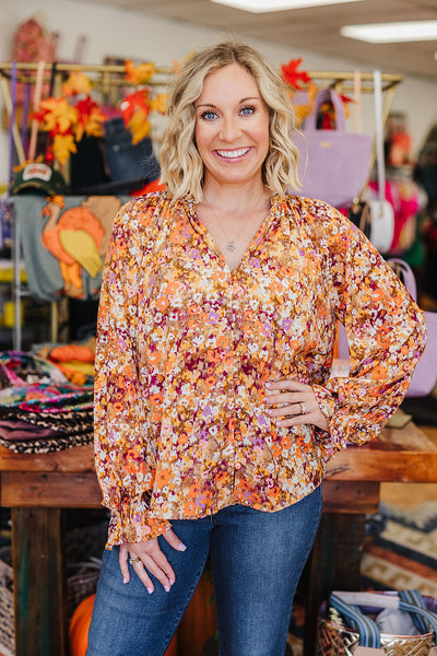 Beverly Floral Top - Pumpkin