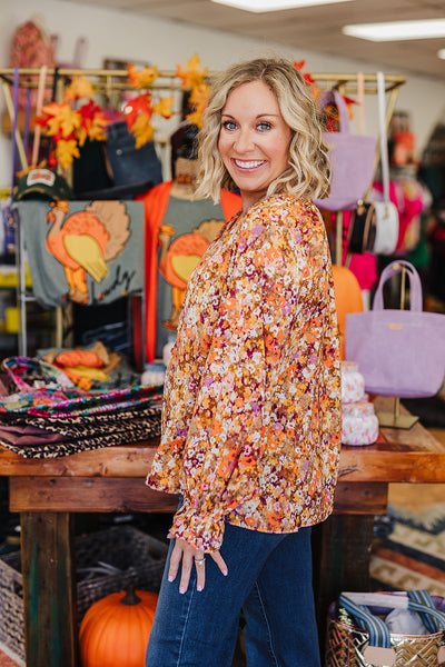 Beverly Floral Top - Pumpkin