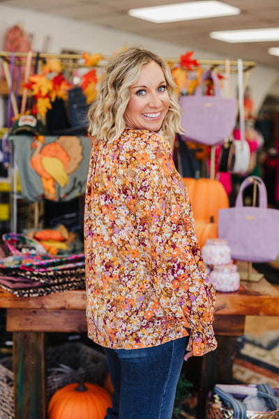 Beverly Floral Top - Pumpkin