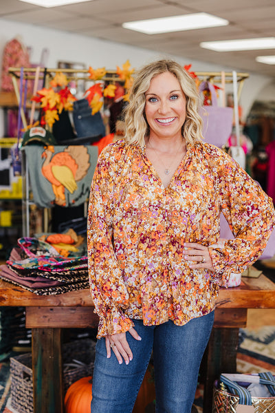 Beverly Floral Top - Pumpkin