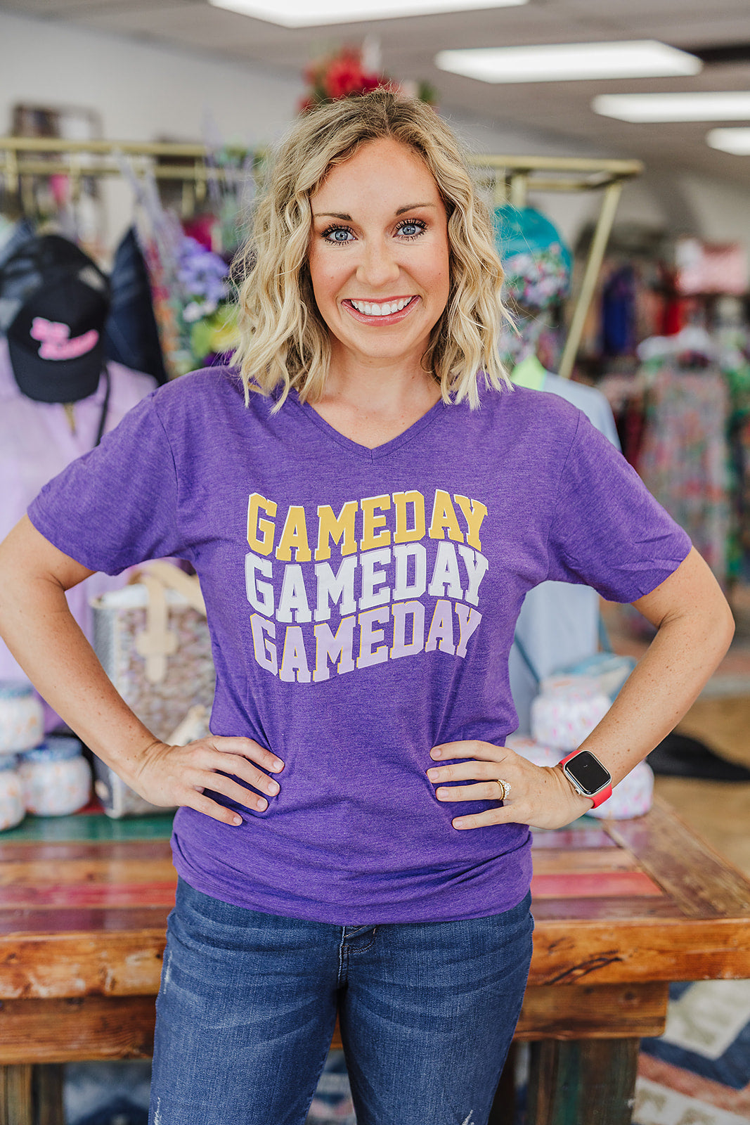 Game Day Wave V-Neck Tee
