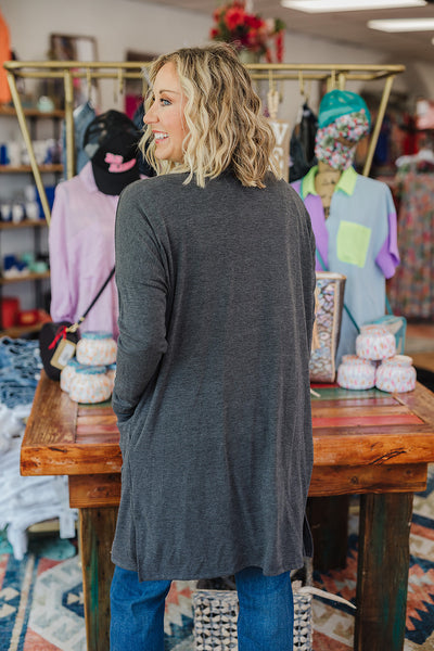 Charcoal Ribbed Cardigan