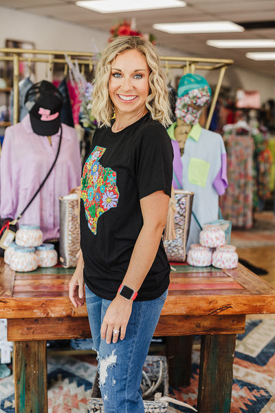 Red Texas Floral Tee