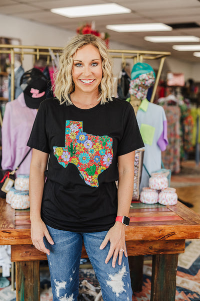 Red Texas Floral Tee