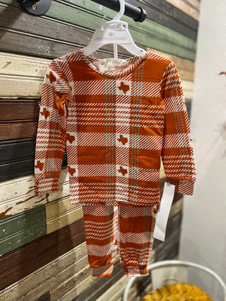 Kid's Howdy Plaid Pajamas - Burnt Orange