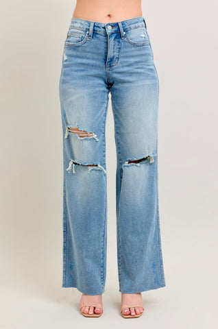 Whitney Wide Leg Mid Rise Judy Blue Jeans