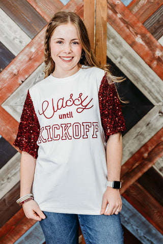 Classy Until Kickoff Top - Maroon