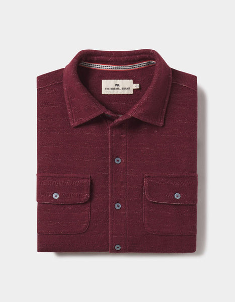 Wine - Textured Knit Shirt