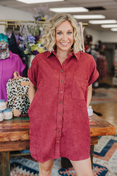 Cora Corded Dress - Merlot