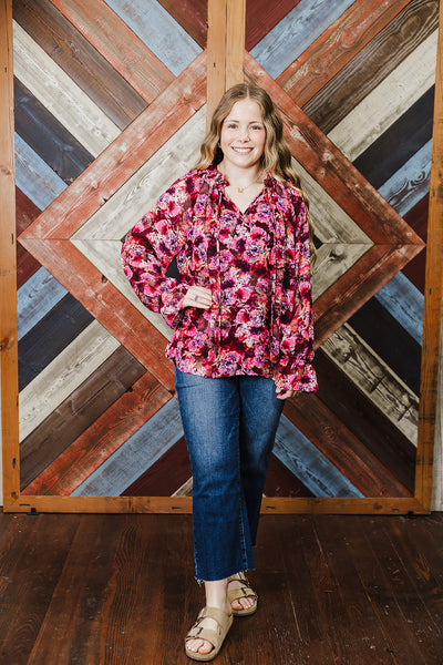 Burgundy Floral Top