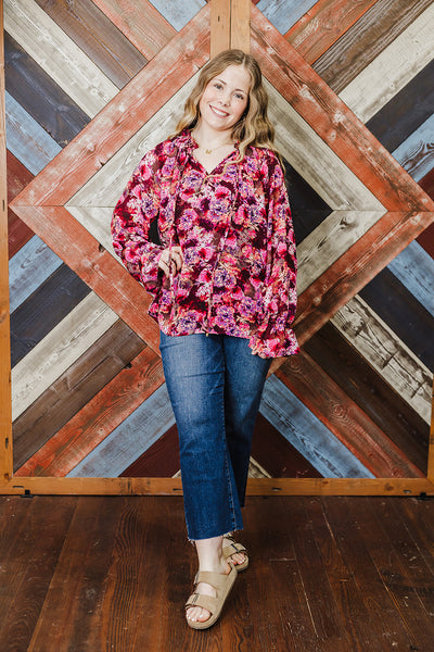 Burgundy Floral Top