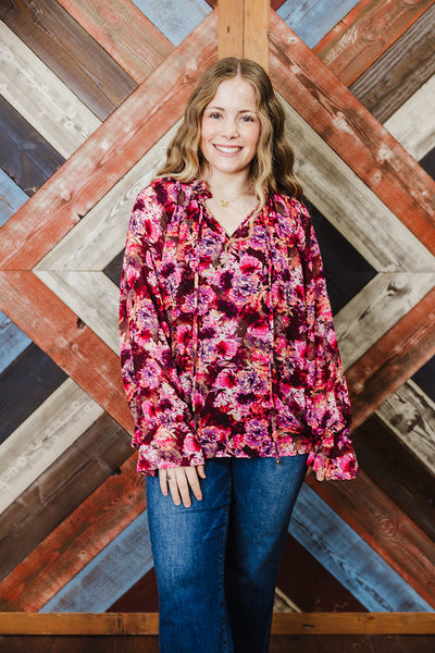 Burgundy Floral Top