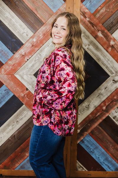 Burgundy Floral Top