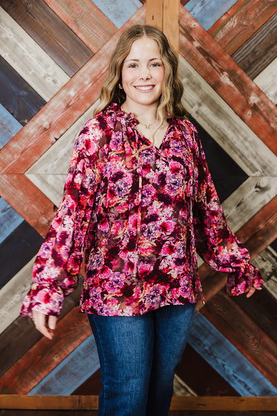 Burgundy Floral Top