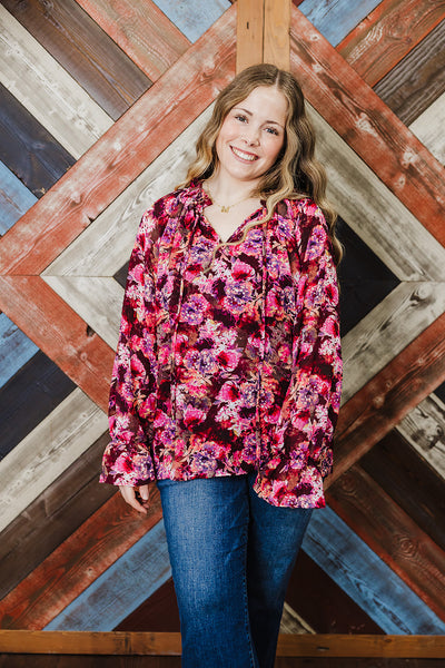 Burgundy Floral Top